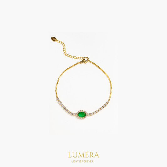 Zümrüt Taşlı Altın Kaplama Lüks Bileklik – Lumér