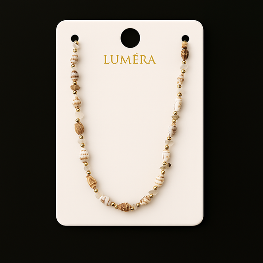 Doğal Deniz Kabuğu Kolyesi | Altın Detaylı El Yapımı Tasarım