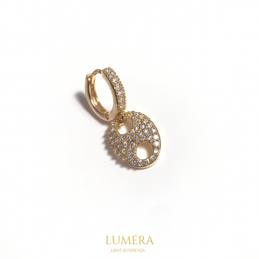 Altın Detaylı Nazar Gözlü Kalp Küpe Seti – Luméra