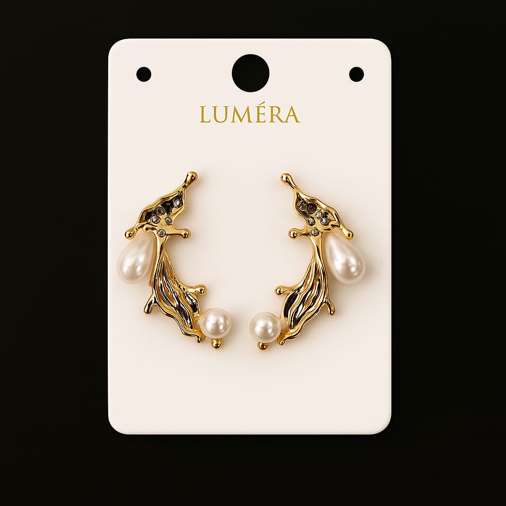 Altın Kaplama İncili Lüks Küpe – Luméra