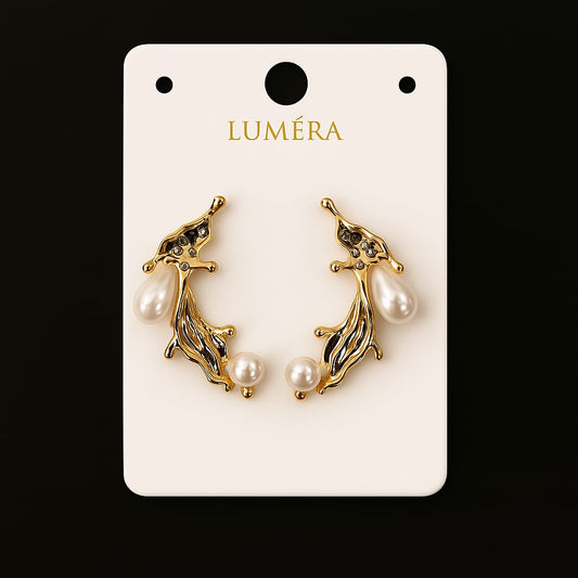 Altın Kaplama İncili Lüks Küpe – Luméra