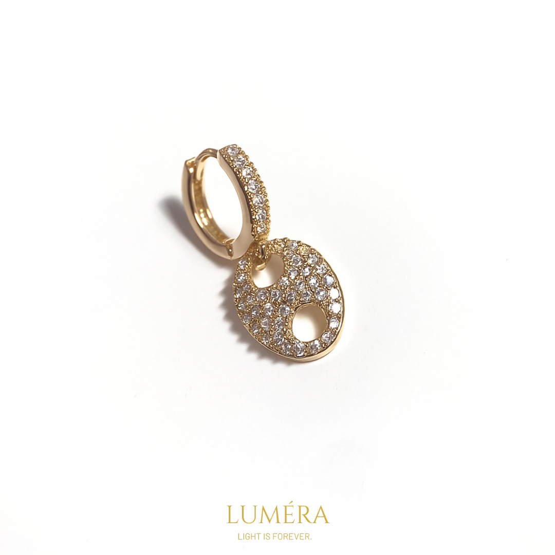 Altın Detaylı Nazar Gözlü Kalp Küpe Seti – Luméra