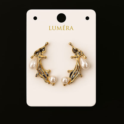 Altın Kaplama İncili Lüks Küpe – Luméra